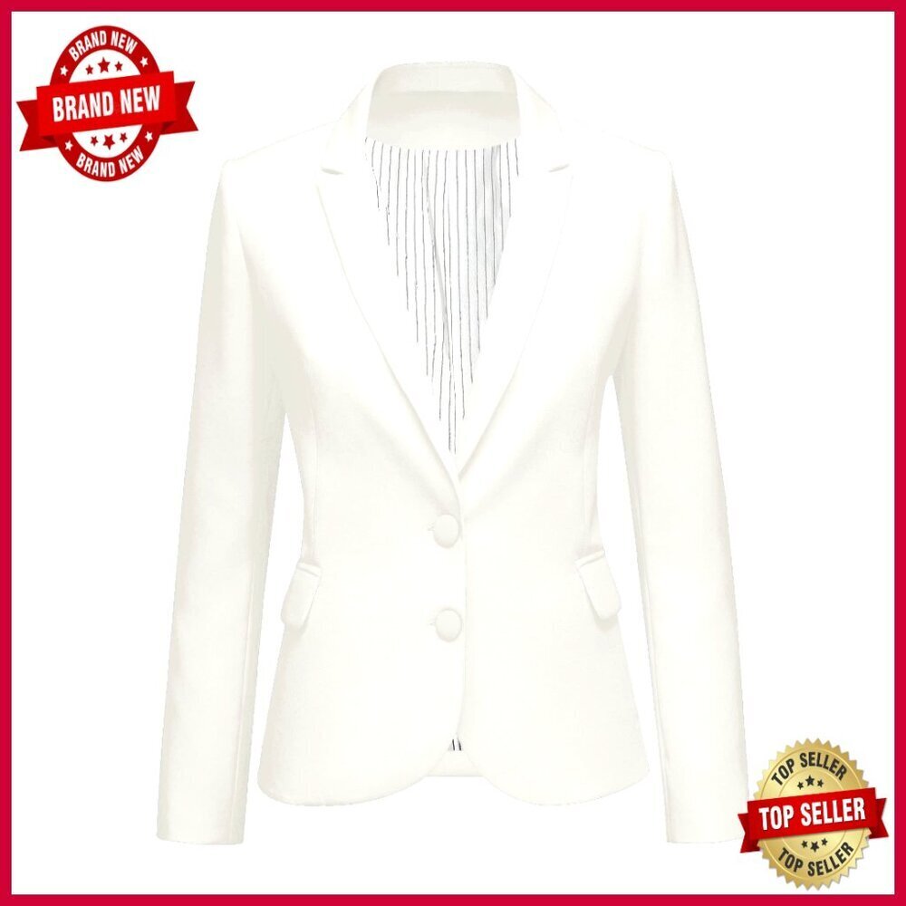 Polyester Notched Lapel Blazer with Pockets for Office Work